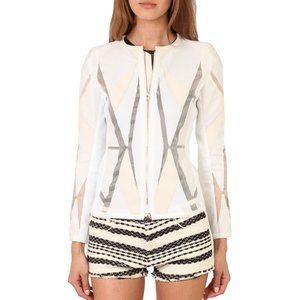 IRO White Allegra Burnout Sheer Slash Jacket